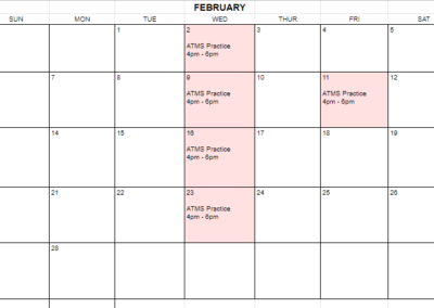 February CCC Tennis Court Schedule